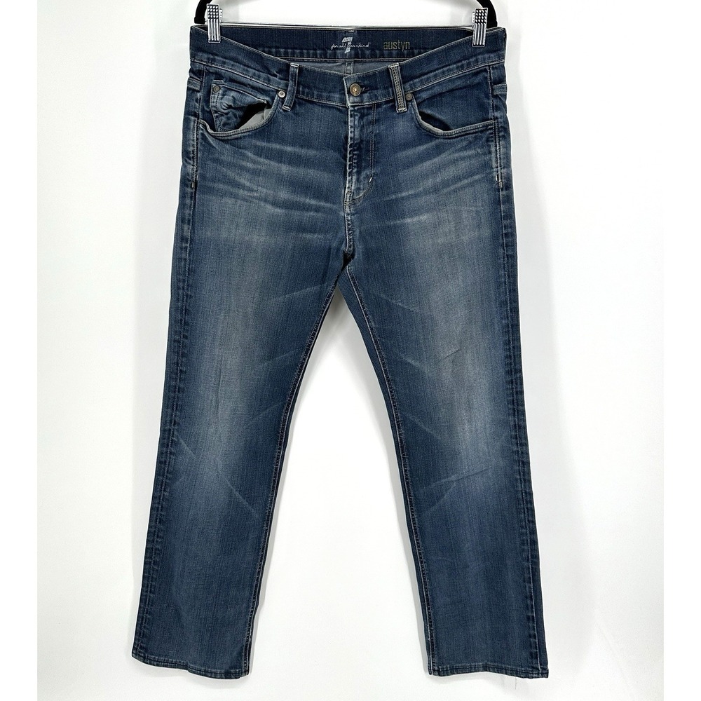 7 For All Mankind Men's Austyn Jeans Size 34x29 Straight Blue Faded Stretch